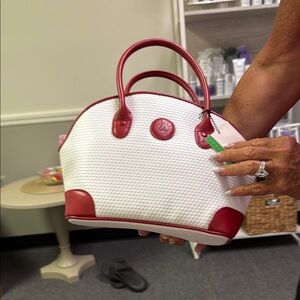 Liz Claiborne White and Red Satchel Bag